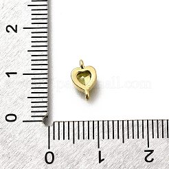 Heart Brass Cubic Zirconia Connector Charms&nbsp;KK-P295-34G-03