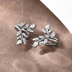 Leaf 316 Stainless Steel Non- Piercing Cartilage Earrings&nbsp;AJEW-C044-09AS