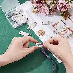 20Pcs 201 Stainless Steel Curved Rectangle Connector Charms&nbsp;STAS-HY0001-85