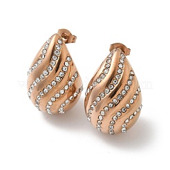 304 Stainless Steel Teardrop Stud Earrings&nbsp;EJEW-B108-07RG