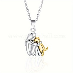 Girl & Dog Zinc Alloy Pendant Necklaces for Women&nbsp;FS-WGDD4A4-03