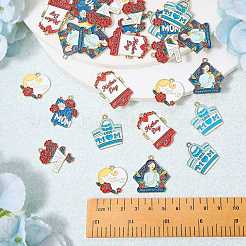 30Pcs 6 Styles Mother's Day Alloy Enamel Pendants&nbsp;ENAM-SZ0003-47