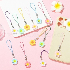 12Pcs 6 Colors Flower Resin Mobile Straps&nbsp;HJEW-YW00319