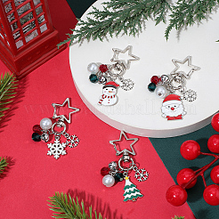4Pcs 4 Styles Christmas Theme Alloy Enamel & Glass Pendant Decorations&nbsp;HJEW-SC0002-76