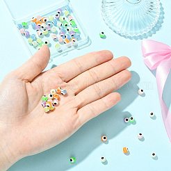 70Pcs 7 Colors Luminous & Printed Opaque Acrylic Beads&nbsp;LACR-FS0001-01
