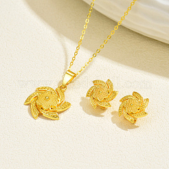 Brass Flower Pendant Necklace & Stud Earrings Sets for Women&nbsp;VQ9013