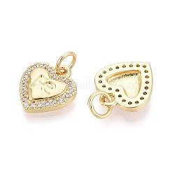 Brass Micro Pave Clear Cubic Zirconia Pendants&nbsp;KK-T080-55G