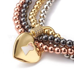 Brass Beads Stretch Bracelets&nbsp;BJEW-JB05952-01