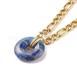 Natural Mixed Stone Donut Pendant Necklace&nbsp;NJEW-JN03815