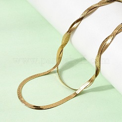 Unisex 304 Stainless Steel Flat Snake Chain Necklaces&nbsp;NJEW-K305-11G