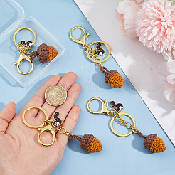 4Pcs Handmade Yarn Acorns with Alloy Enamel Squirrel Pendant Keychains&nbsp;KEYC-HS00018