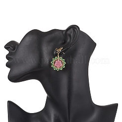 Flower Glass Dangle Stud Earrings&nbsp;EJEW-MZ00522-05