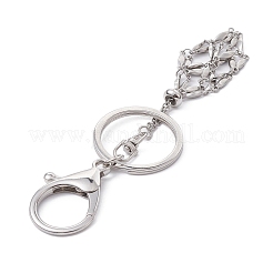 304 Stainless Steel Braided Macrame Pouch Empty Stone Holder for Keychain&nbsp;KEYC-JKC00529