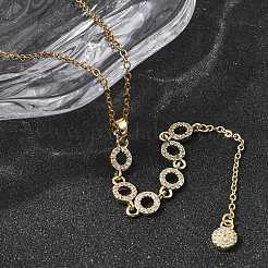 Brass Micro Pave Clear Cubic Zirconia Geometric Pendant Y Tassel Necklaces&nbsp;NJEW-P350-01B-G