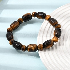 Natural Tiger Eye Oval and Round Beaded Stretch Bracelets for Women&nbsp;GG-CBA3F02-13B