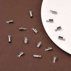 Tarnish Resistant 201 Stainless Steel Fold Over Crimp Cord Ends&nbsp;X-STAS-R055-08