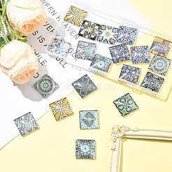 20Pcs Printed Glass Flat Back Cabochons&nbsp;GGLA-FS0001-21