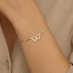 4Pcs 2 Colors 304 Stainless Steel Wing Link Bracelets&nbsp;BJEW-HY0001-08