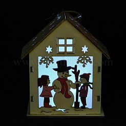 Christmas Theme Wood House Hanging Ornaments&nbsp;DJEW-B011-01