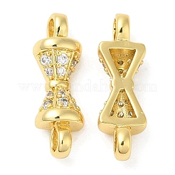 Rack Plating Brass Pave Clear Cubic Zirconia Connector Charms&nbsp;KK-Z028-06G