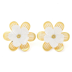304 Stainless Steel Micro Pave Clear Cubic Zirconia Flower Stud Earrings for Women&nbsp;EJEW-U023-06G