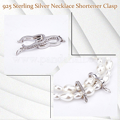 2Pcs Platinum Plated 925 Sterling Silver Rhinestone Twister Clasps&nbsp;STER-DC0001-78