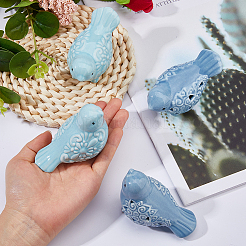 2 Pairs 2 Colors Bird Porcelain Display Decorations&nbsp;DJEW-DC0001-18