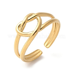 304 Stainless Steel Open Cuff Ring for Women&nbsp;RJEW-Z088-01G-01