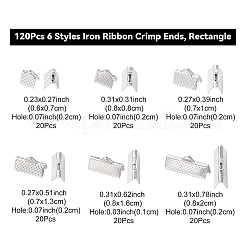 120Pcs 6 Styles Iron Ribbon Crimp Ends&nbsp;IFIN-YW0003-22