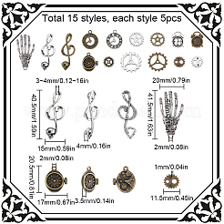 75Pcs 15 Style Tibetan Style Alloy Pendants Sets&nbsp;TIBEP-SC0002-43
