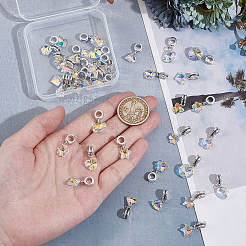 40Pcs 8 Styles Clear AB Glass European Dangle Charms&nbsp;PALLOY-GA00042