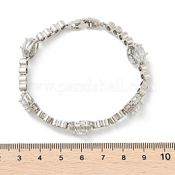 Flat Round Brass Micro Pave Cubic Zirconia Link Chain Bracelets&nbsp;KK-R217-26P