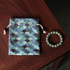 Fish Scales Pattern Cotton Fabric&nbsp;DIY-WH0622-777B