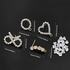 16Pcs 4 Styles Brass Crystal Rhinestone Stud Earring Finding&nbsp;KK-CA0002-31