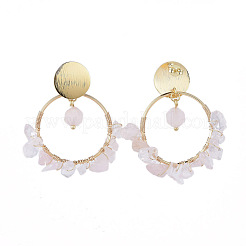 Brass Dangle Stud Earrings&nbsp;EJEW-JE04163-01