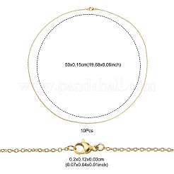 10Pcs Ion Plating(IP) 304 Stainless Steel Cable Chain Necklaces Set for Men Women&nbsp;MAK-YW0002-01G
