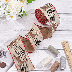 1 Roll Printed Polyester Imitation Burlap Ribbons&nbsp;OCOR-GO0001-08