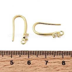 Brass Clear Cubic Zirconia Earring Hooks&nbsp;KK-Z154-13G