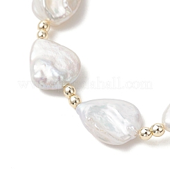 Baroque Natural Keshi Pearl Teadrop Beaded Stretch Bracelets for Women&nbsp;BJEW-JB13561