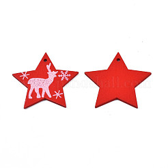 Christmas Theme Spray Painted Wood Pendants&nbsp;WOOD-N005-50B