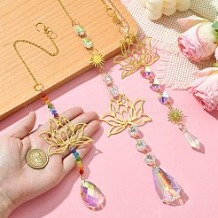 3Pcs Brass Lotus Hanging Ornaments&nbsp;AJEW-CJC0020-001G