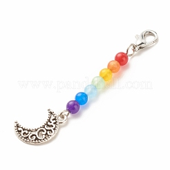 Chakra Theme Natural & Dyed Malaysia Jade Beaded Pendant Decorations&nbsp;HJEW-JM00641-04
