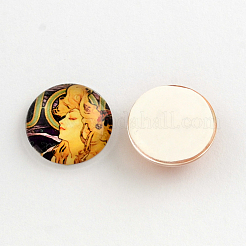 Sexy Woman Pattern Glass Flatback Cabochons&nbsp;GGLA-R026-25mm-17