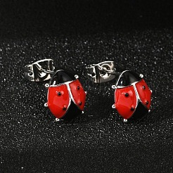 Brass Enamel Stud Earrings for Women&nbsp;EJEW-A126-04P