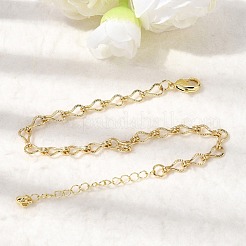 Brass Teardrop Link Chain Bracelets for Women&nbsp;BJEW-F531-04G
