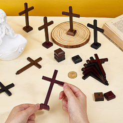 12Bags 3 Colors Easter Wood Cross Figurines Ornaments&nbsp;DJEW-PH0001-91