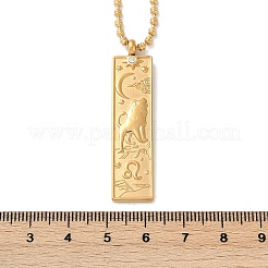 304 Stainless Steel Clear Cubic Zirconia Rectangle Constellation Pendant Necklaces for Women Men&nbsp;NJEW-S435-01G-E