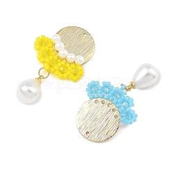 3Pcs 3 Colors Glass Seed Beaded & ABS Plastic Imitation Pearl & Glass Pendants&nbsp;PALLOY-MZ01380