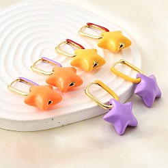 Star Brass Hoop Earrings&nbsp;EJEW-D314-01G