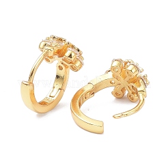 Brass Micro Pave Cubic Zirconia Hoop Earrings&nbsp;ZIRC-P090-07G